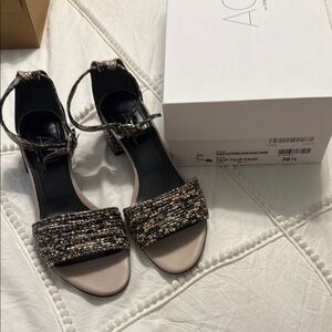 AGL Elegant Black and Tan Women's Sandals- 36.5